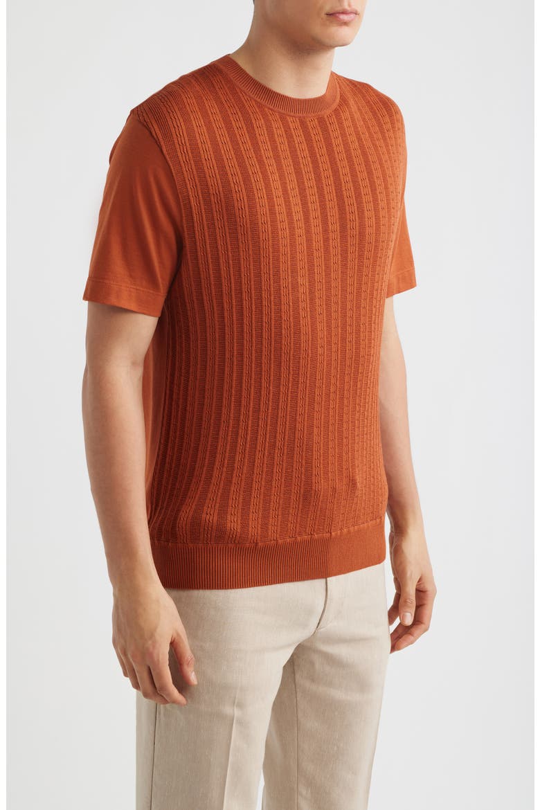 Tesar Textured Cotton & Silk T-Shirt, Alternate, color, MEDIUM BROWN