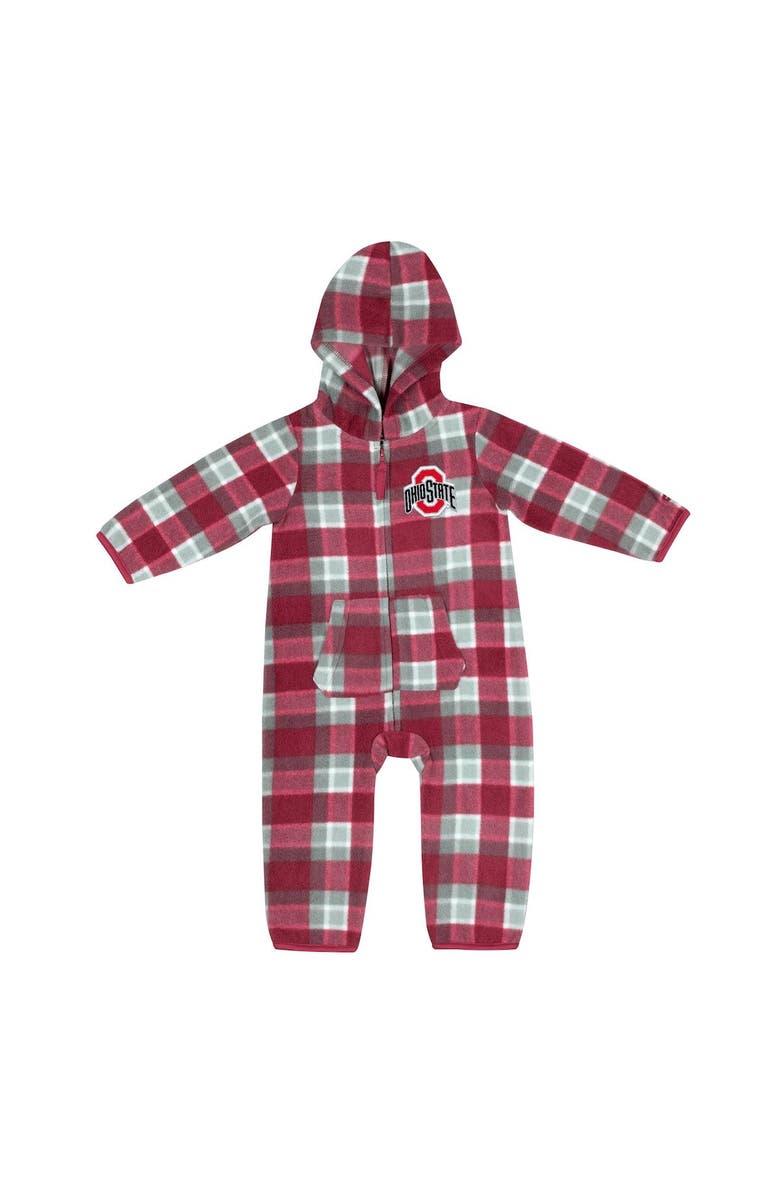 COLOSSEUM Infant Colosseum Scarlet/Gray Ohio State Buckeyes Farays Plaid Full-Zip Hoodie Jumper, Main, color, Scarlet