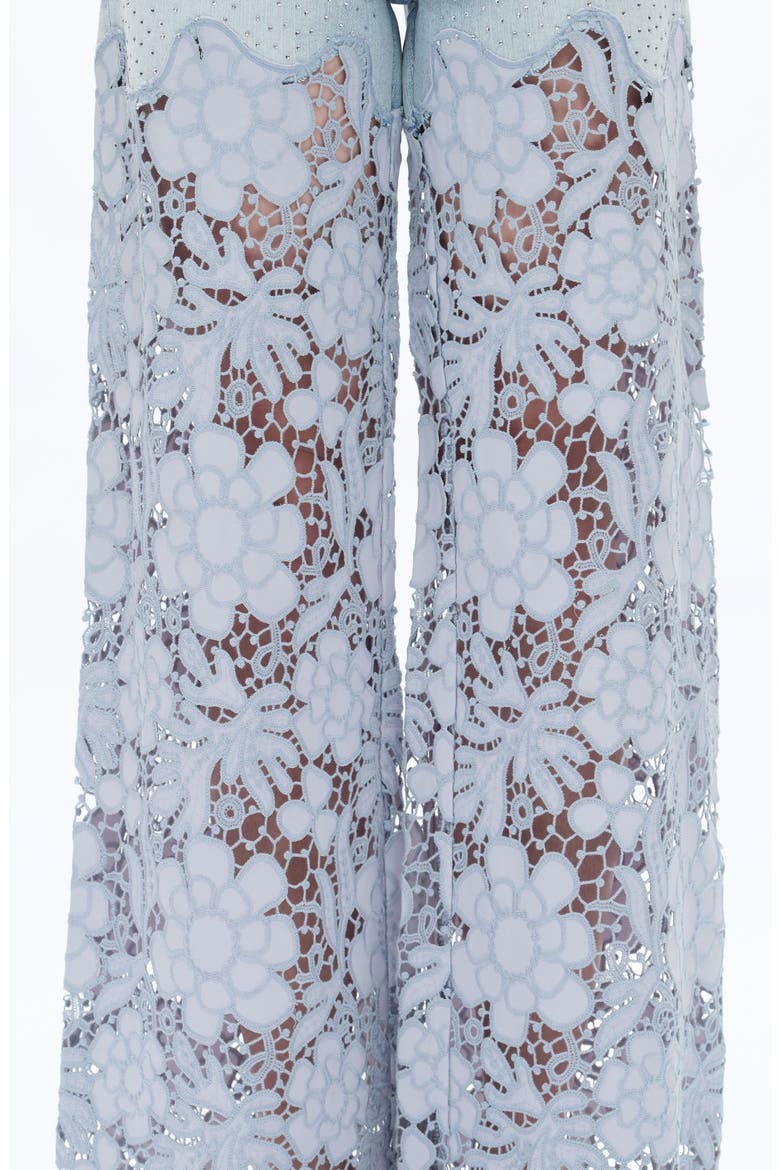 Crystal Embellished Lace Wide Leg Jeans, Alternate, color, LIGHT BLUE