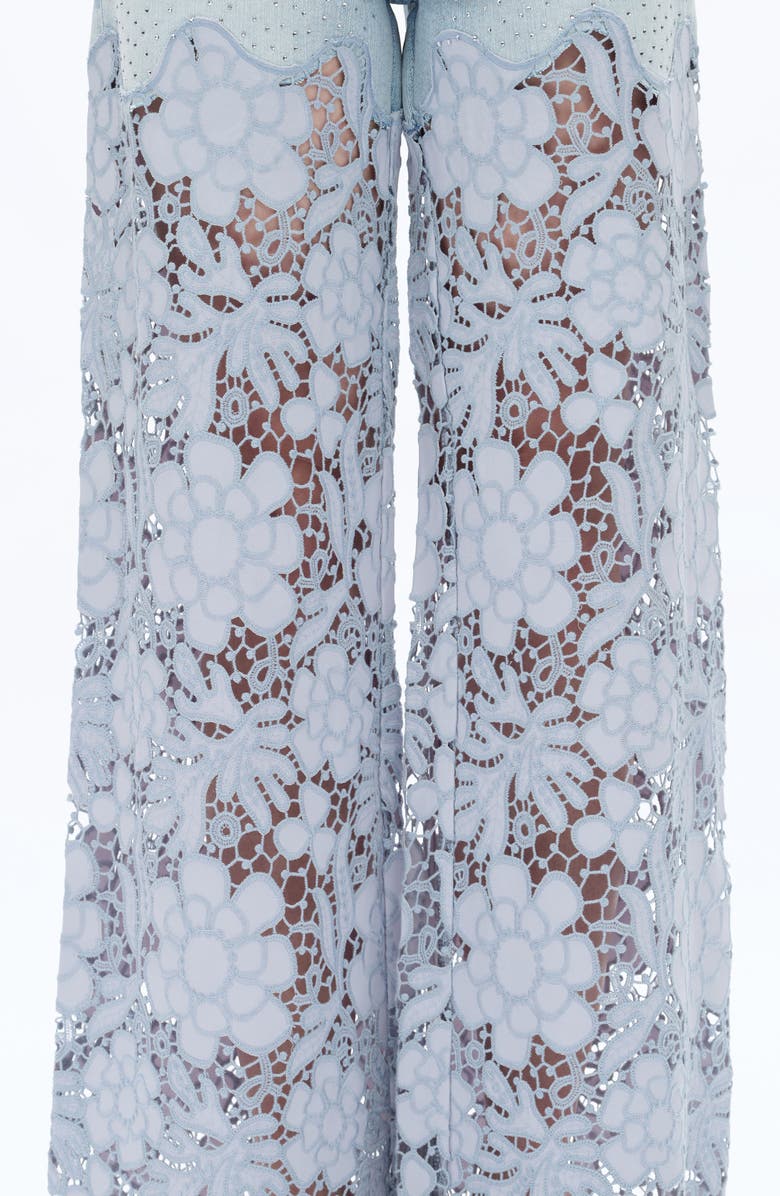 Bayeas Crystal Embellished Lace Wide Leg Jeans, Alternate, color, Light Blue