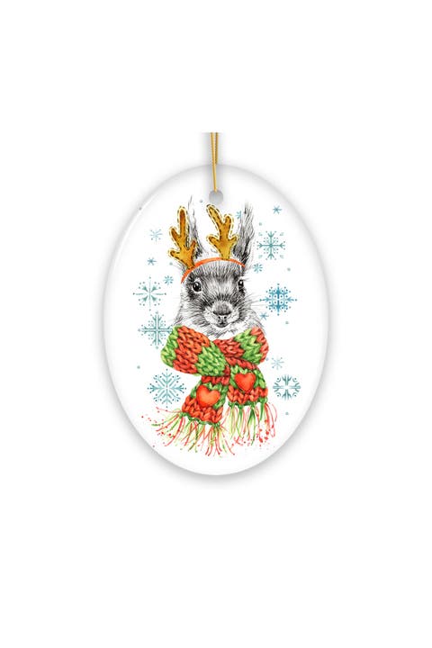Antler Headband Squirrel Knit Scarf Ornament