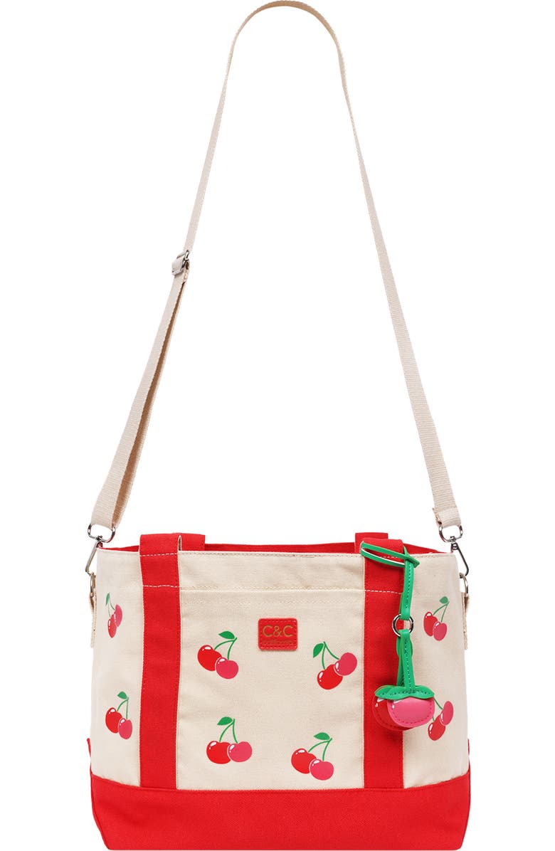 C & C California Cherry Print Tote Bag, Alternate, color, Red
