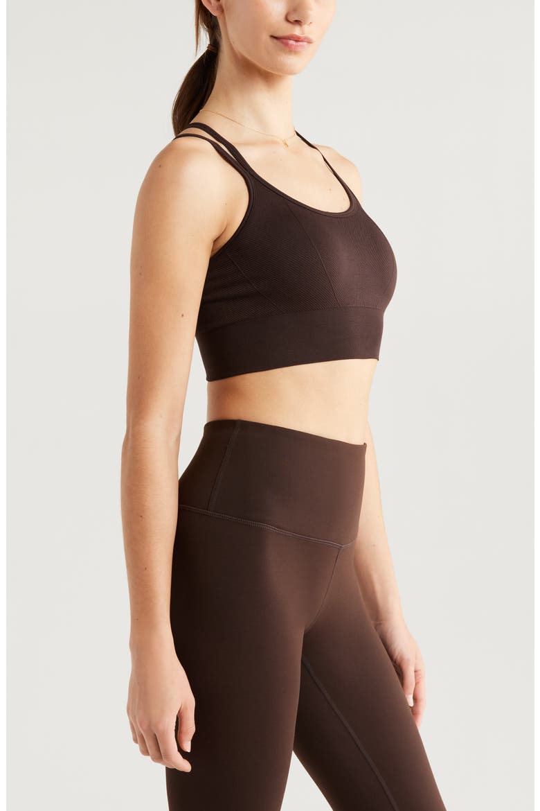 Seamless Strappy Sports Bra, Alternate, color, BROWN MOLE