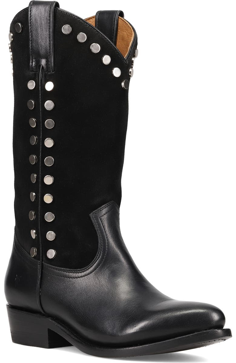 Frye Billy Stud Western Boot, Main, color, Black