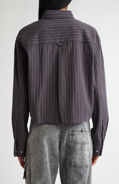 Acne Studios Satai Stripe Crop Organic Cotton Poplin Button-up Shirt In Purple