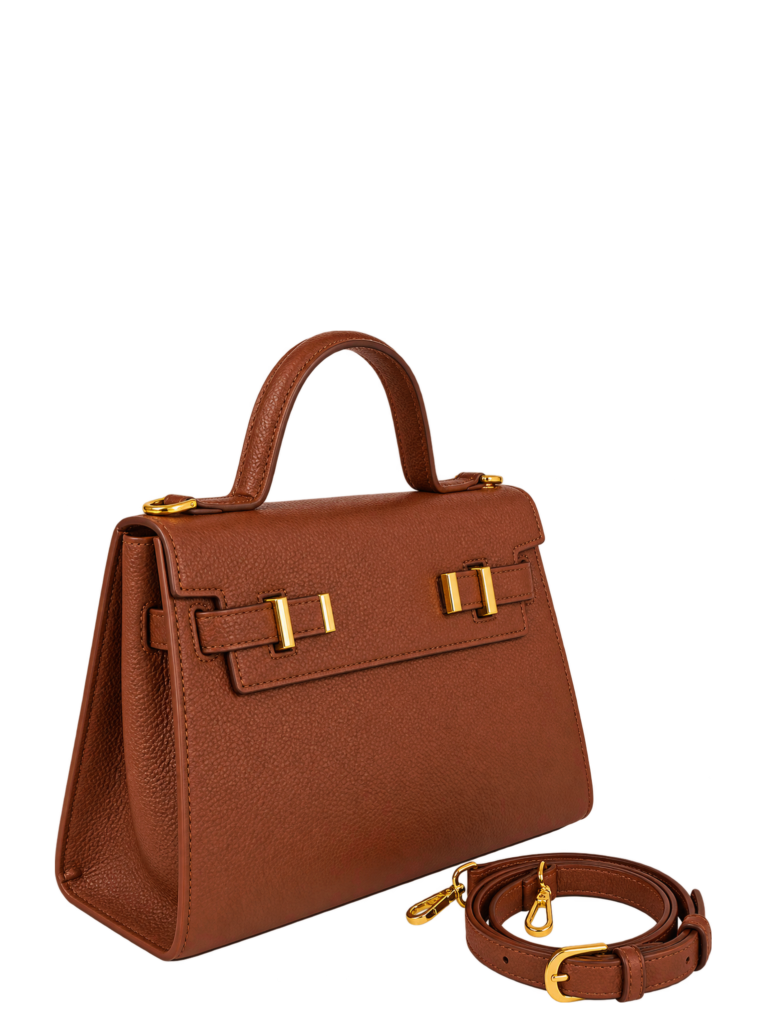 Ava Pum 11" Faux Leather Top Handle Bag, Alternate, color, Camel