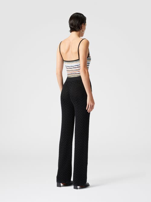 Missoni Tonal Chevron Pattern Straight Trousers In Black