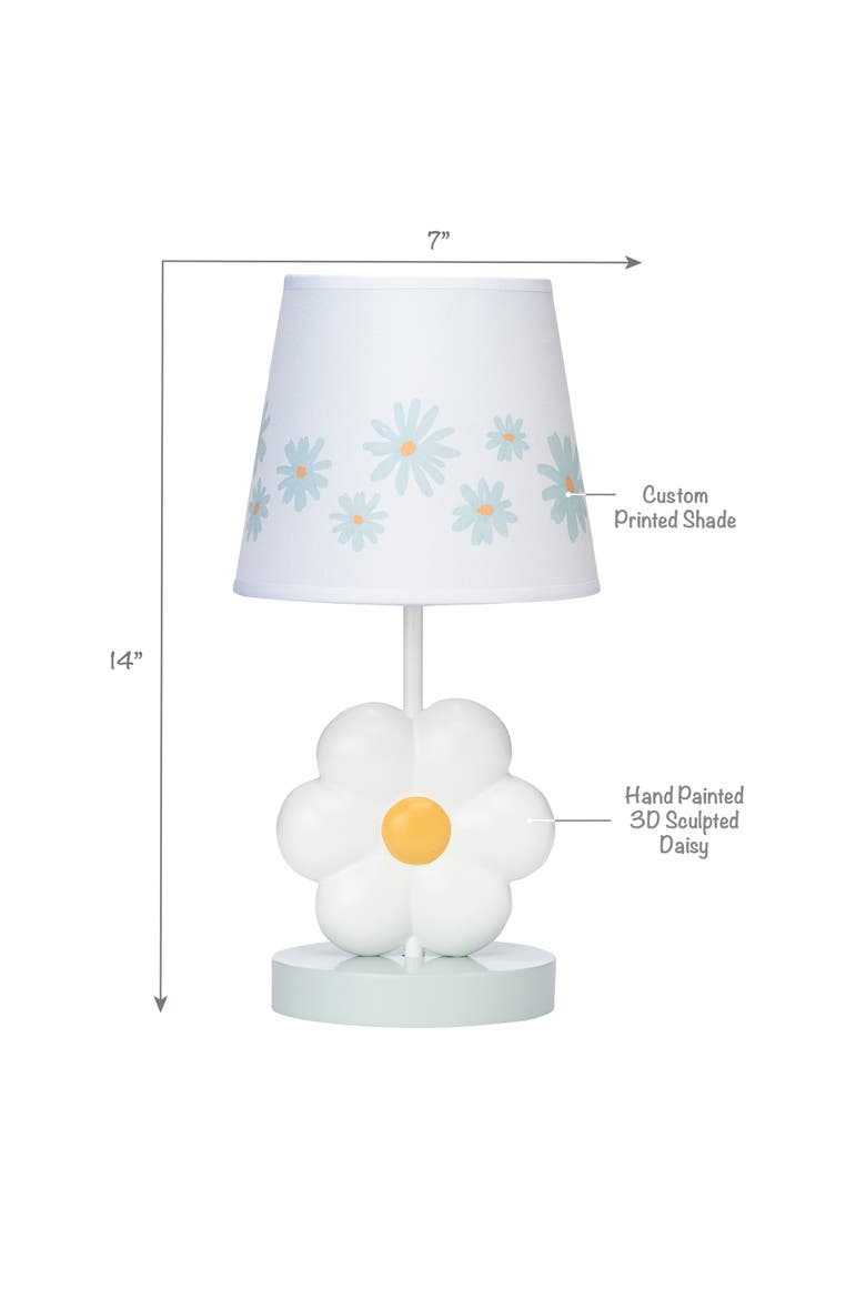Sweet Daisy Floral Nursery/Child Lamp with Shade & Bulb, Alternate, color, White