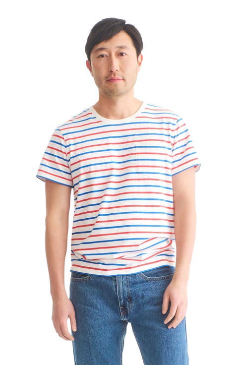 Unisex Fit Stripe Easy Tee In Blueberry
