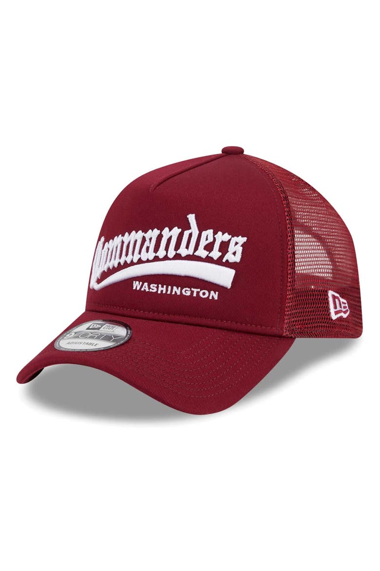 Men's New Era Burgundy Washington Commanders Caliber Trucker 9FORTY Adjustable Hat, Main, color, Burgundy