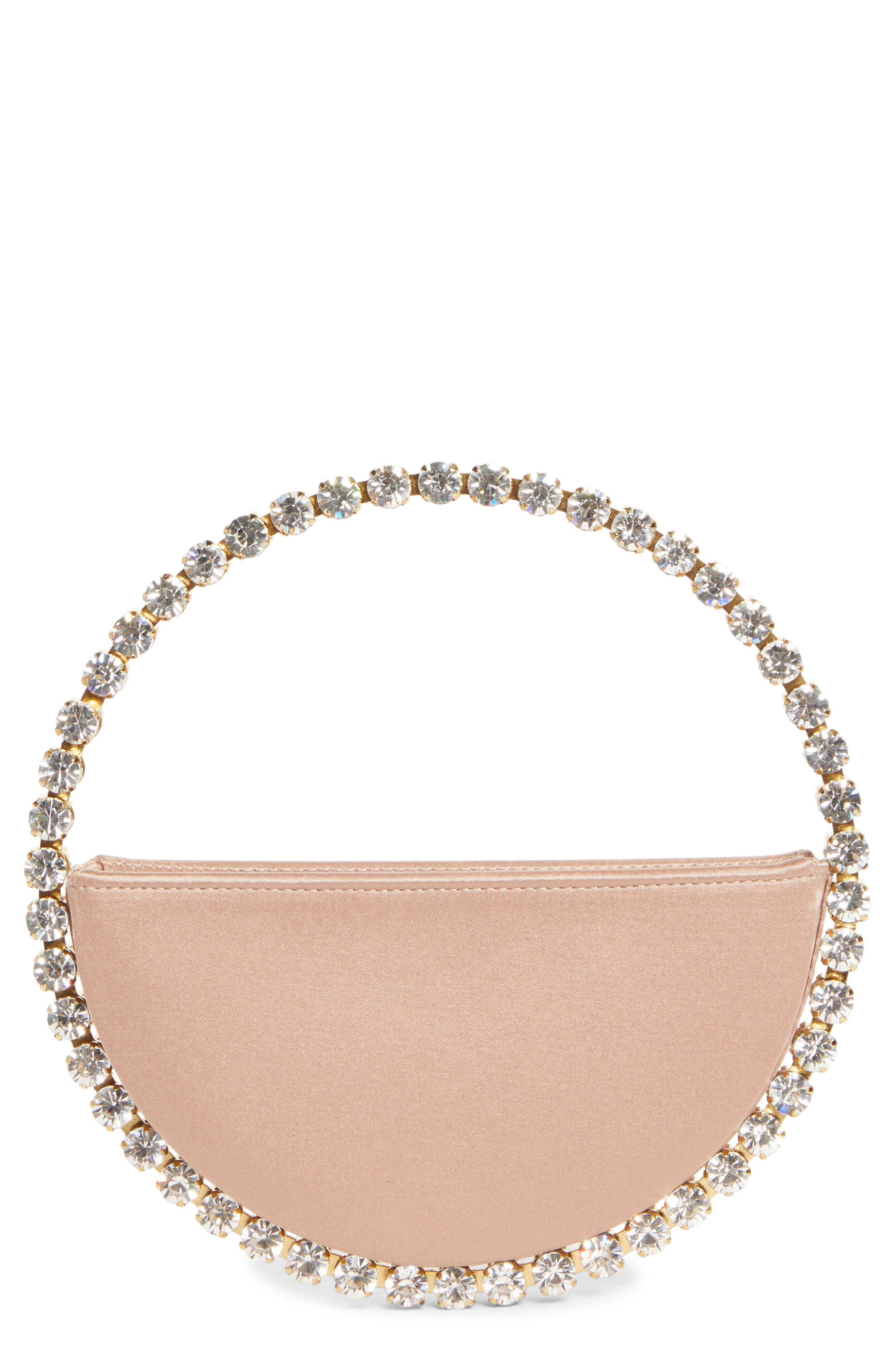L’alingi Eternity Satin Crystal Top Handle Clutch, Main, color, Satin Beige