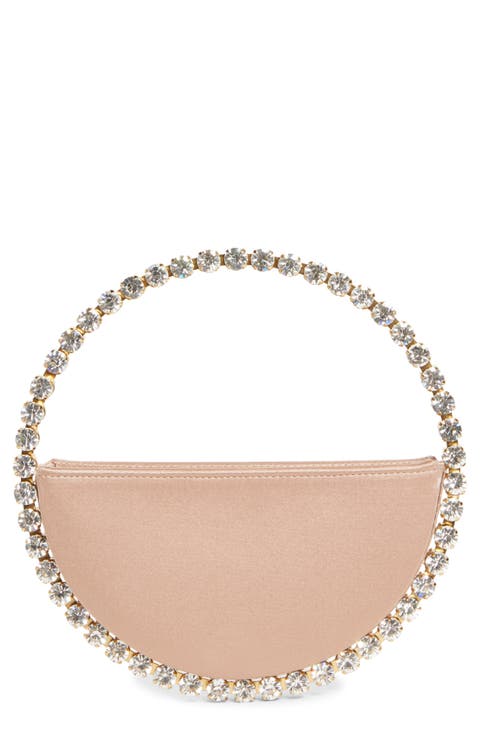 Eternity Satin Crystal Top Handle Clutch