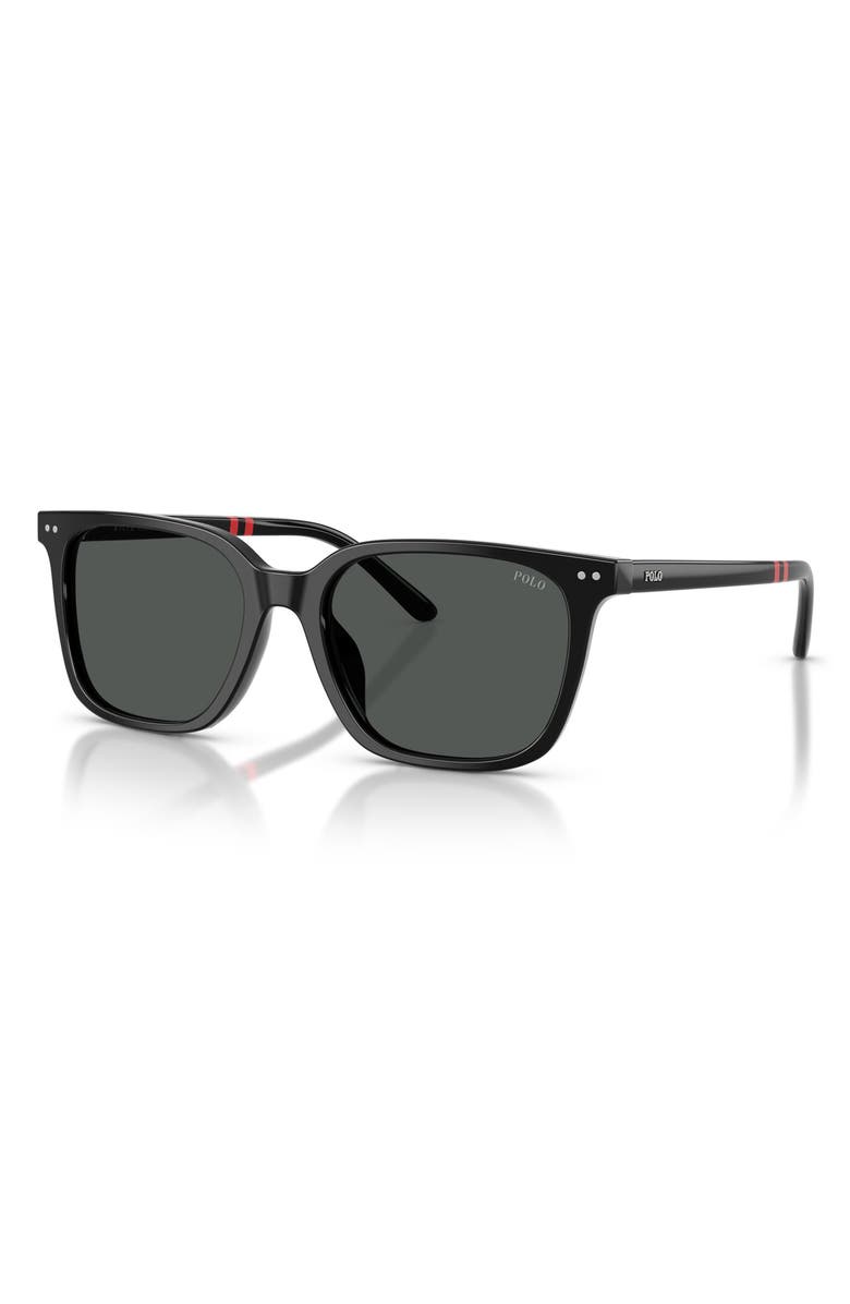 Polo Ralph Lauren 54mm Square Sunglasses, Alternate, color, Shiny Black / Dark Grey