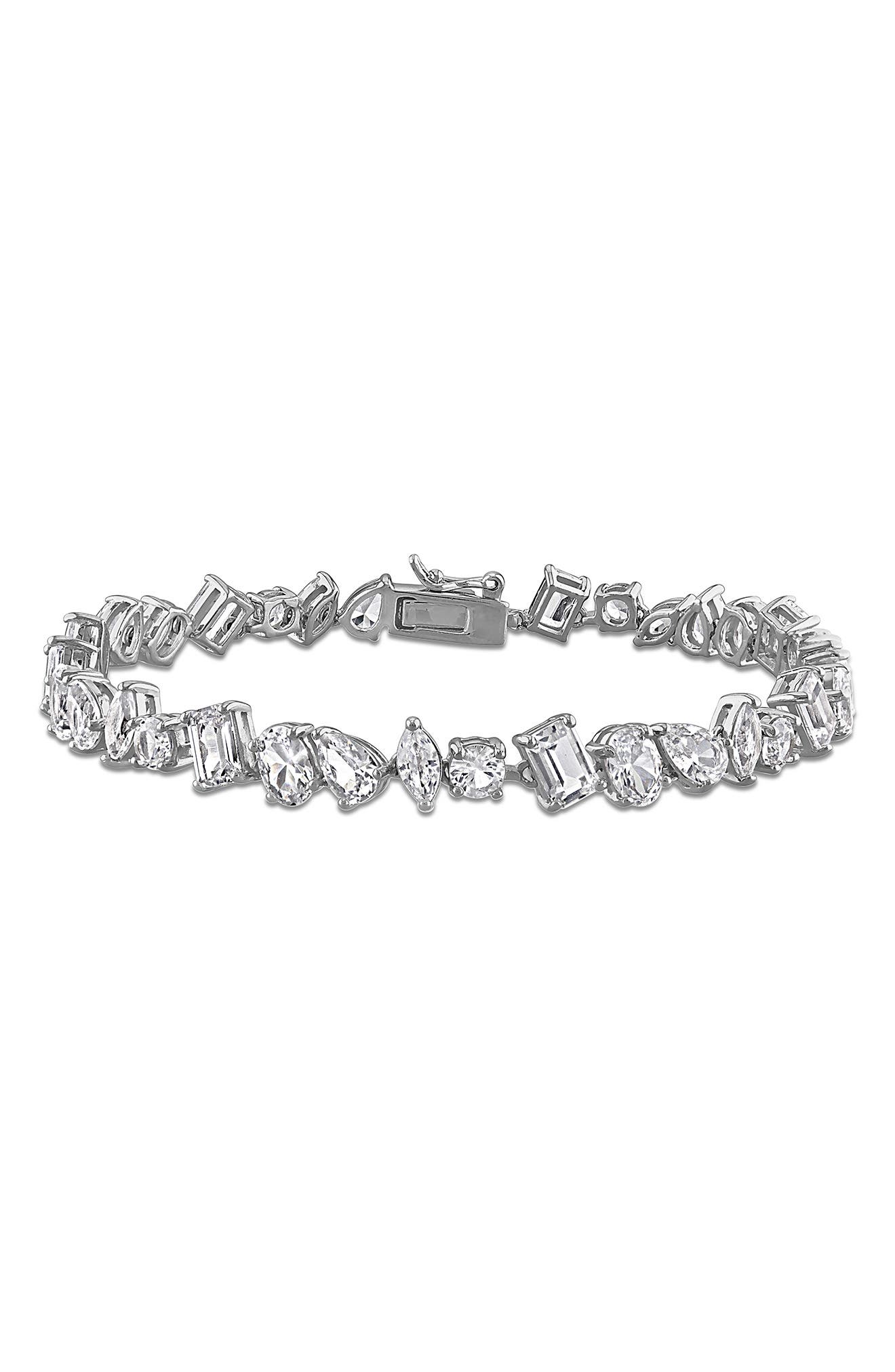 Mixed Shape Lab Created White Sapphire Bracelet
