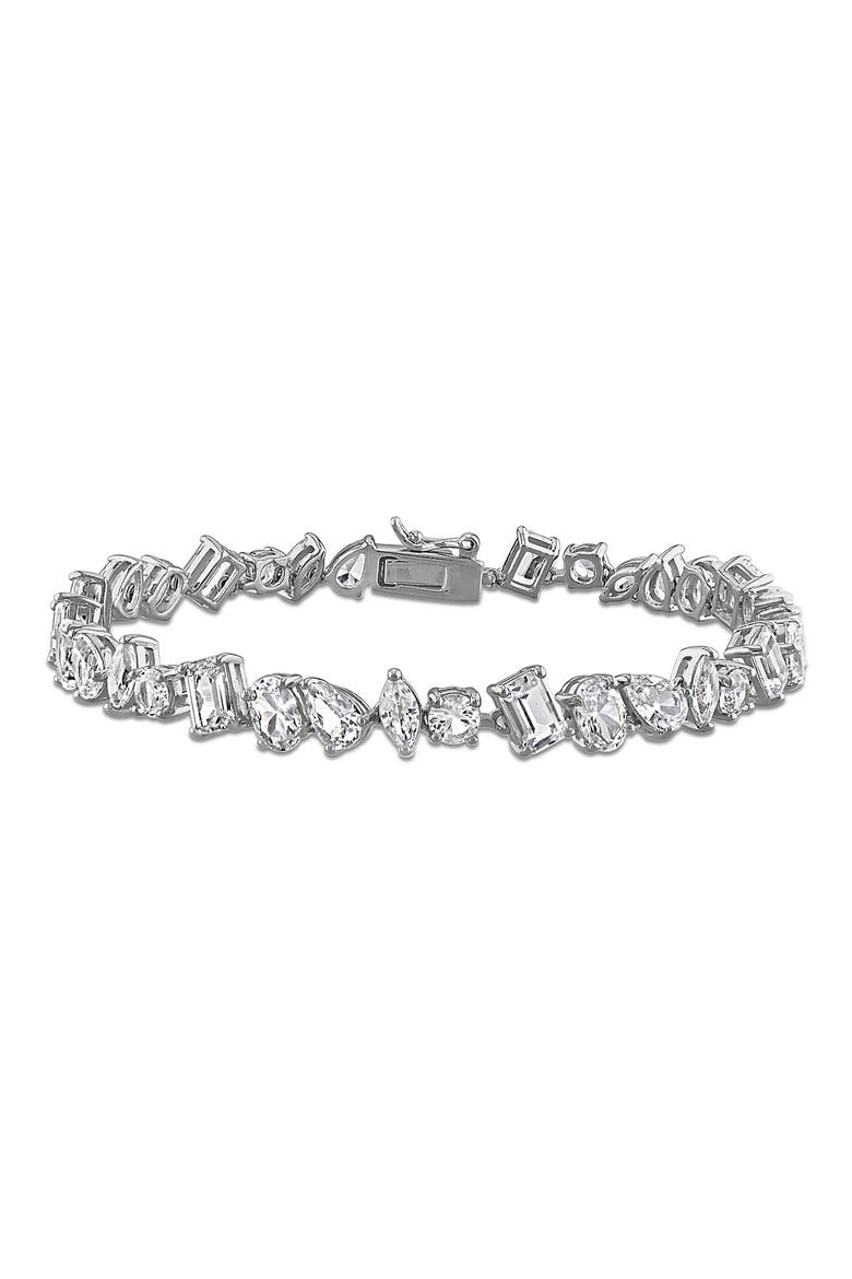 Mixed Shape Lab Created White Sapphire Bracelet, Main, color, SILVER