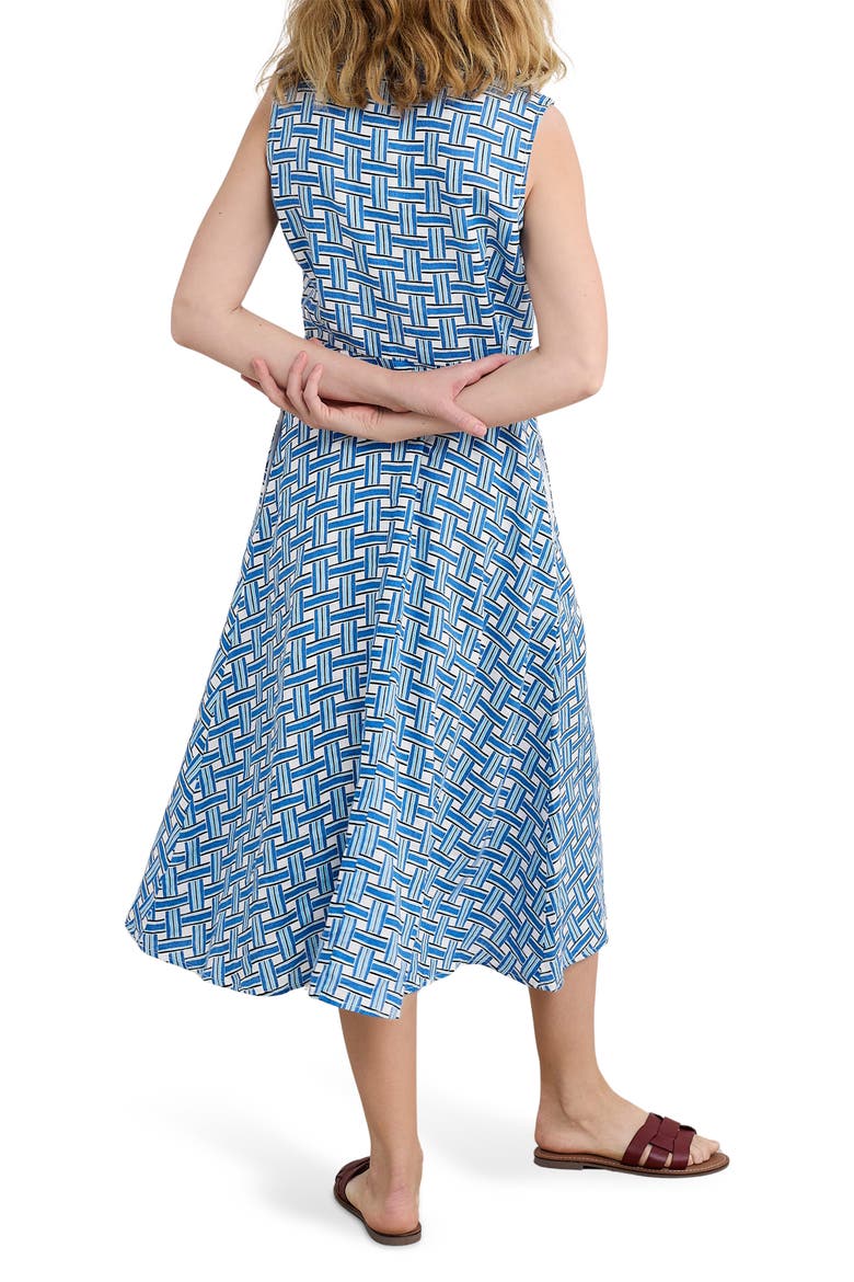 Carved Wood Sleeveless Linen Midi Dress, Alternate, color, DECK WEAVE CARGO