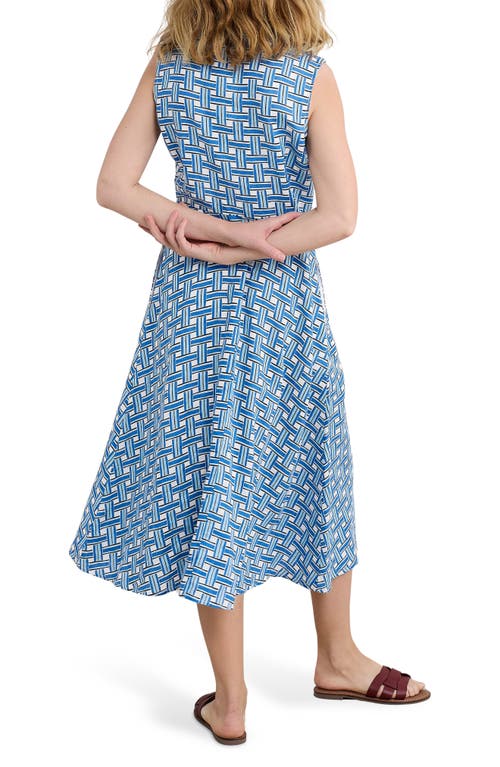 Seasalt Cornwall Carved Wood Sleeveless Linen Midi Dress In Blue