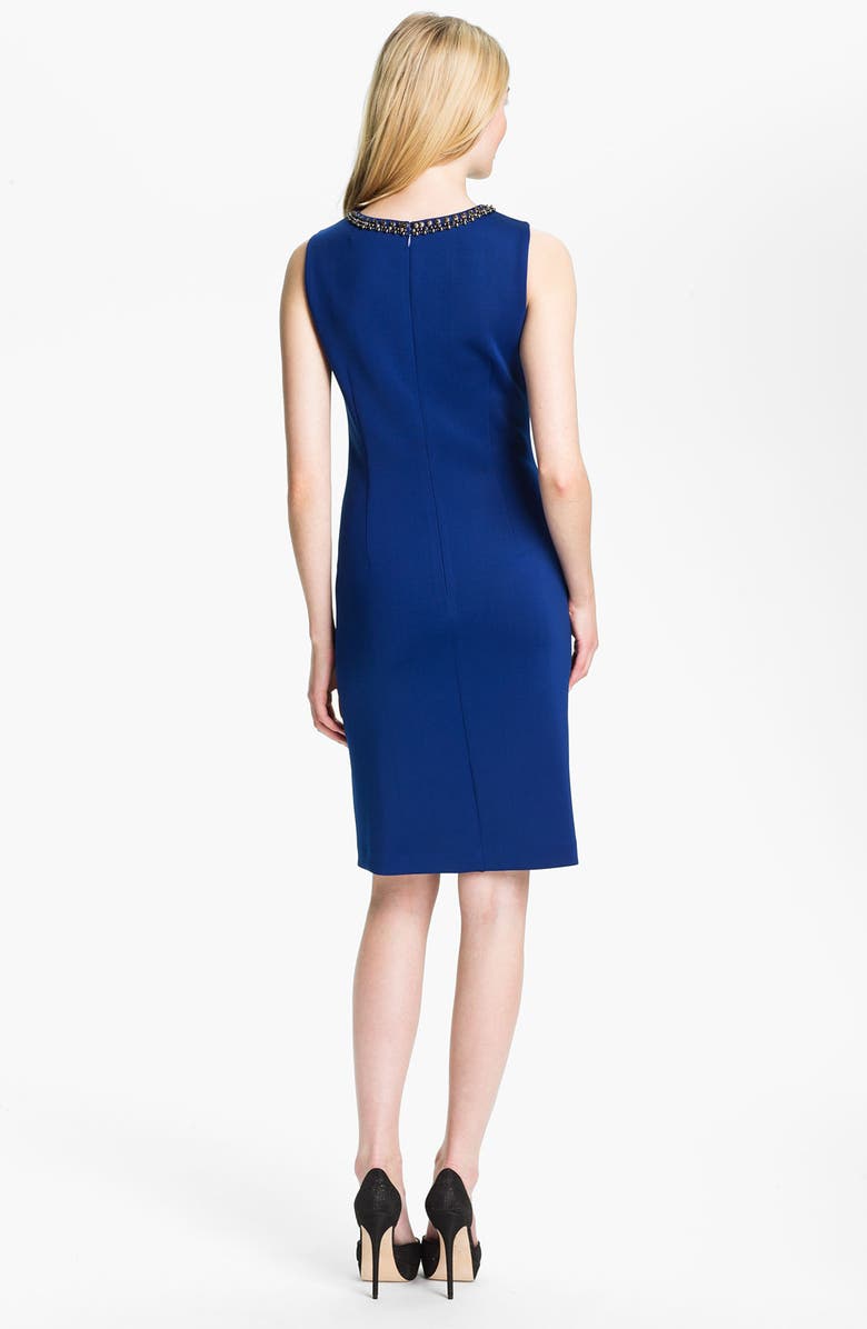 Ellen Tracy Sleeveless Embellished Front Sheath Dress, Alternate, color, 