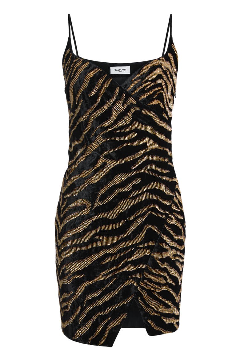 Velvet Dress with Tiger Embroidery, Alternate, color, multicolor