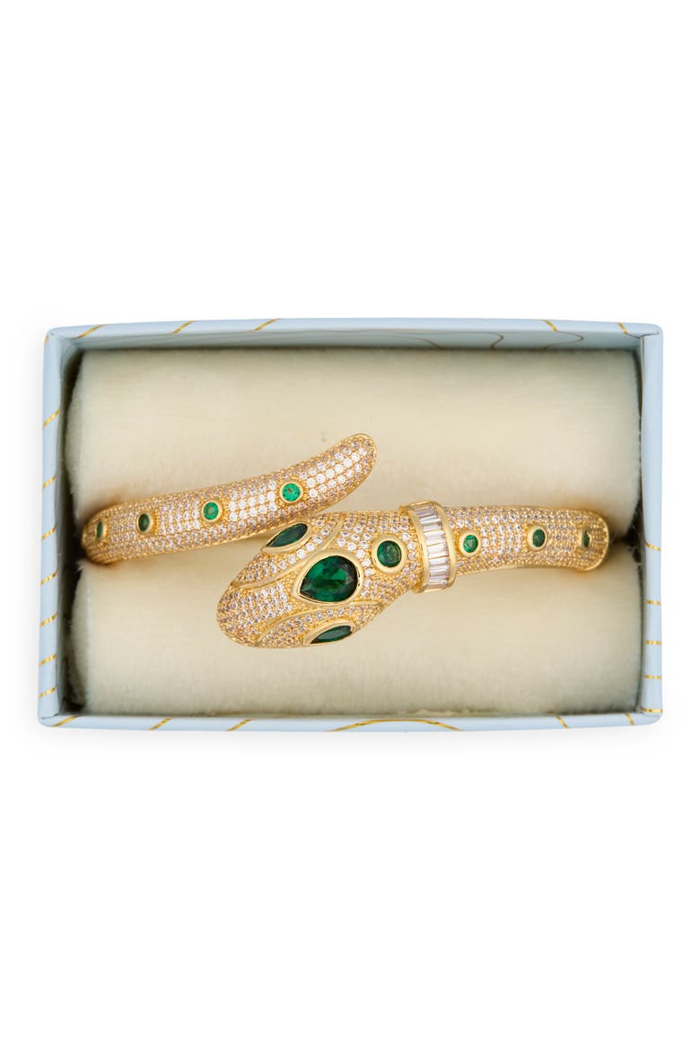 CZ Snake Cuff Braclelet, Main, color, GOLD