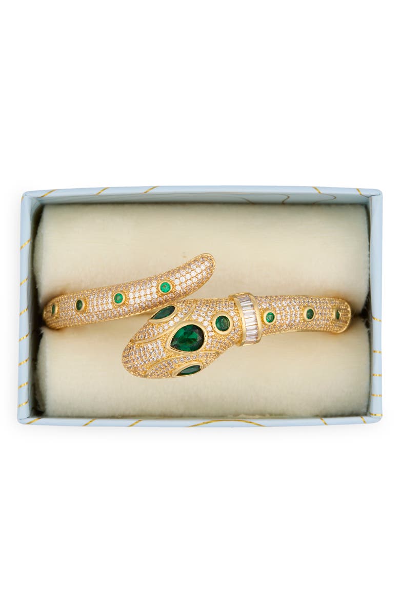 EYE CANDY LOS ANGELES CZ Snake Cuff Braclelet, Main, color, Gold