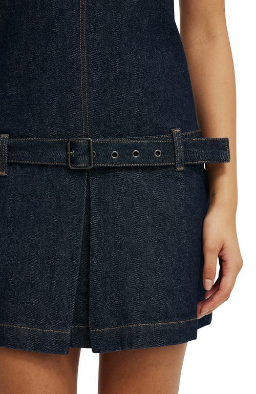 Cotton On Luisa Belted Denim Mini Dress In Blue