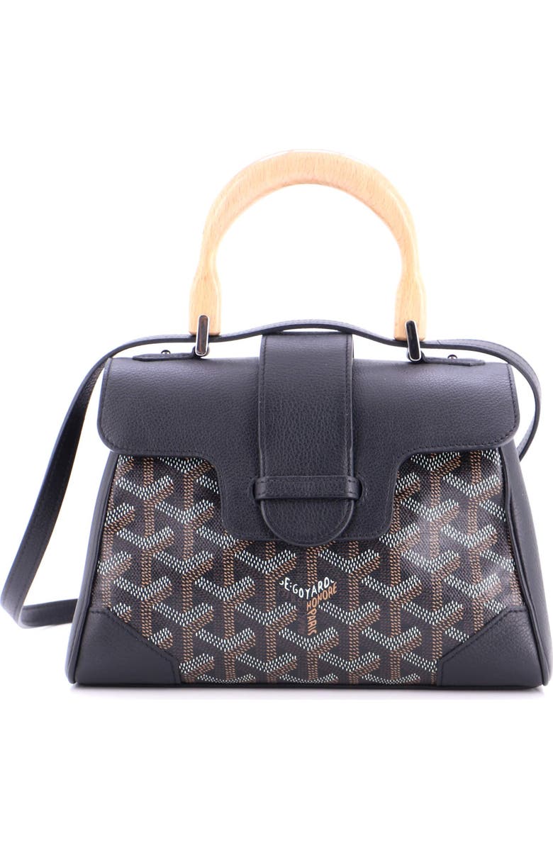 Pre-Owned Goyard Saigon Top Handle Bag Coated Canvas with Leather Mini, Main, color, Black