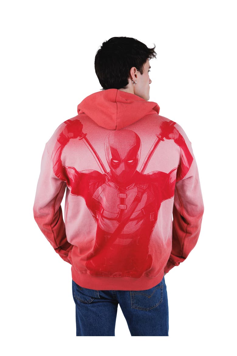 Deadpool & Wolverine Fleece Pullover Hoodie, Alternate, color, Coral Pink Deadpool