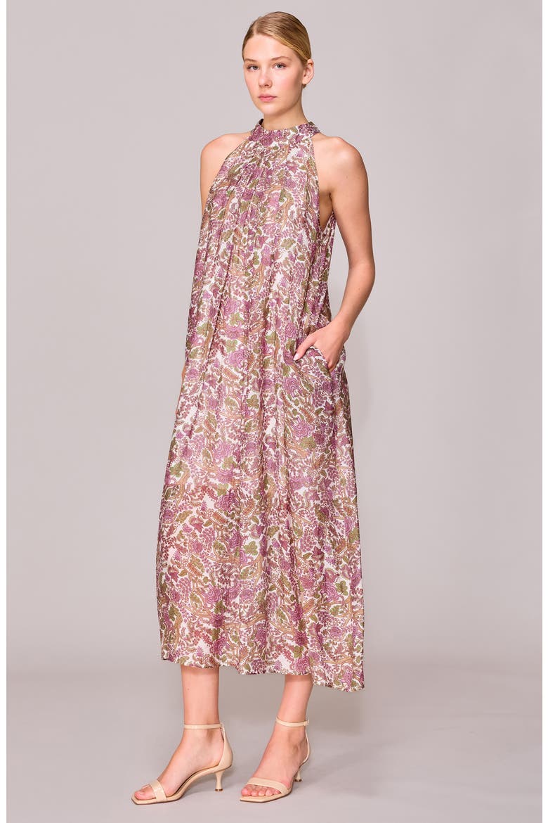 Organza Sleeveless Maxi Dress, Alternate, color, IVORY/ LILAC PRINT