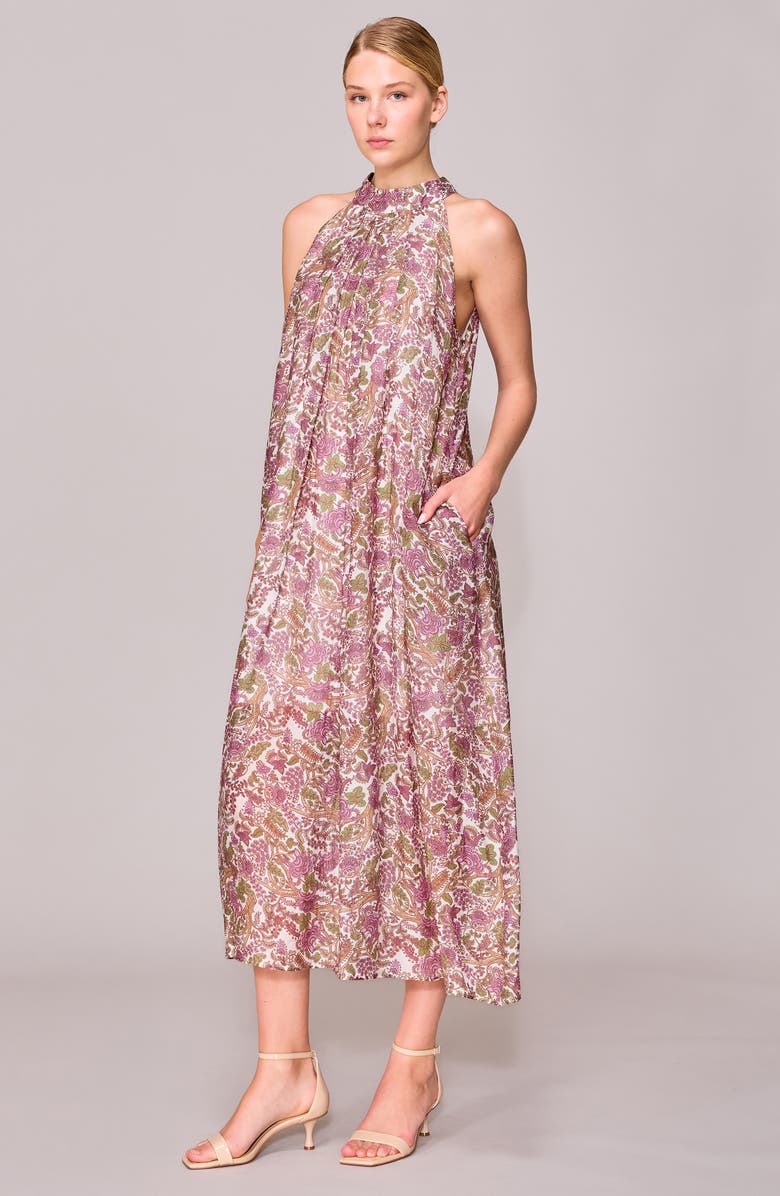 MELLODAY Organza Sleeveless Maxi Dress, Alternate, color, Ivory/ Lilac Print