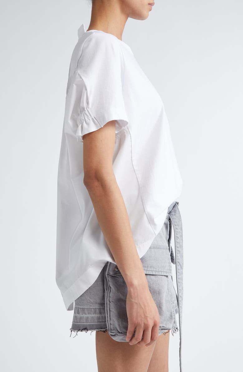 Sacai Mixed Media Poplin & Jersey Top, Alternate, color, White/ Off White 104