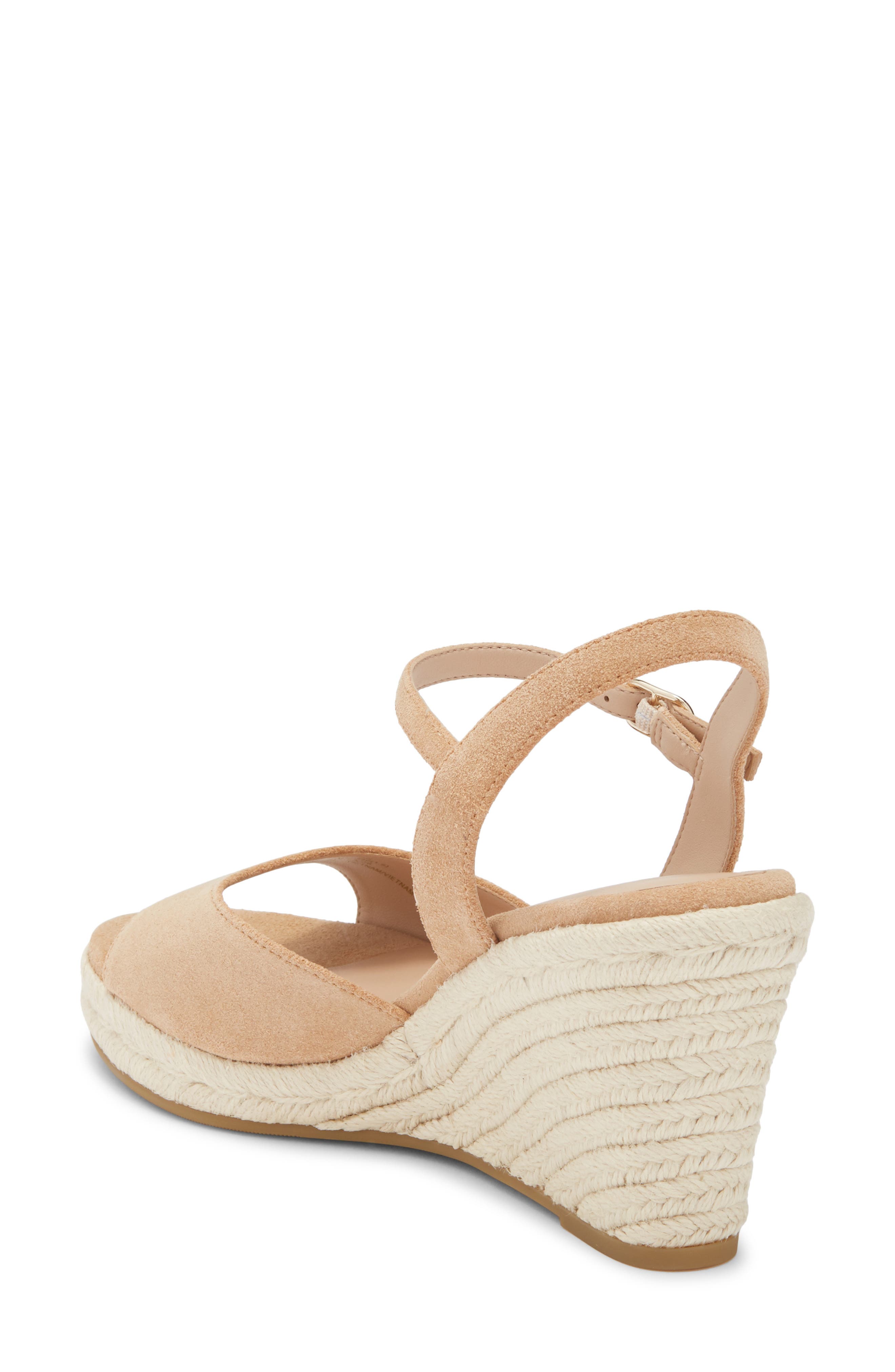 Stuart Weitzman Tia Wedge Sandal, Alternate, color, Golden Beige