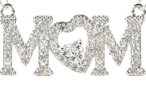 Danecraft Mom Pendant Necklace & Heart Stud Earrings Set In Silver