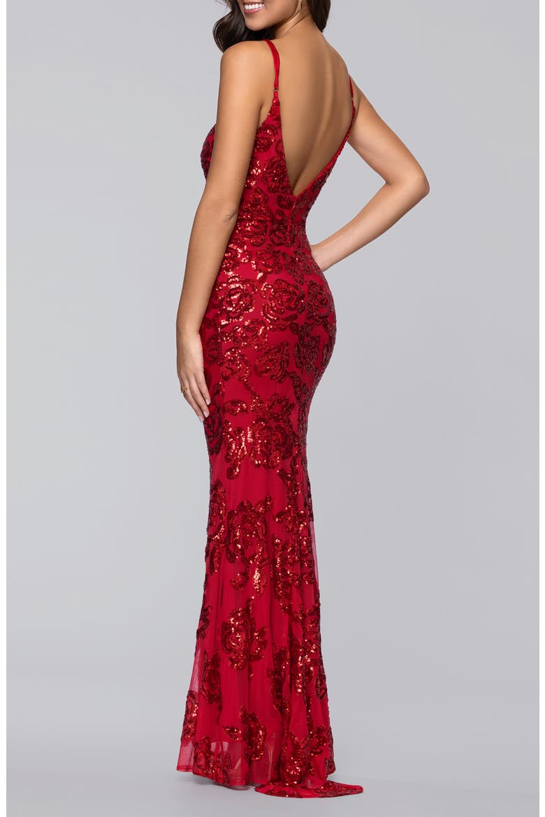 Sequin Rose Gown, Alternate, color, RED