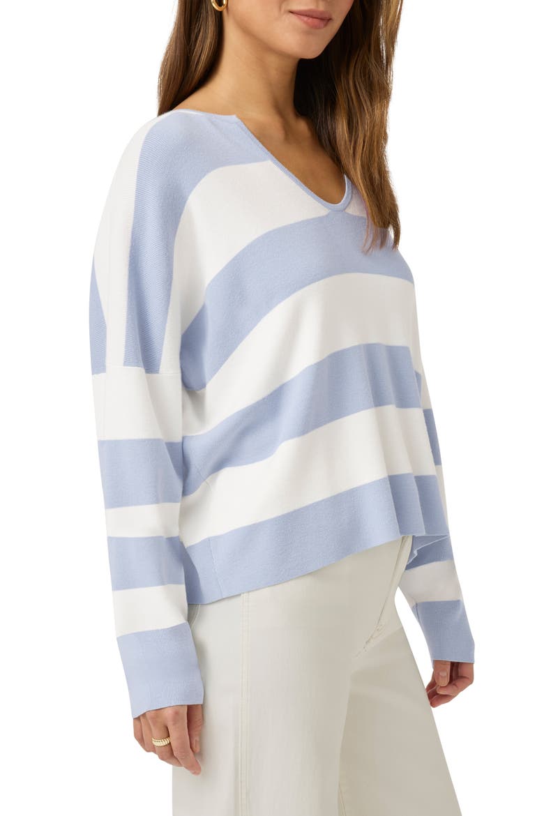 Veronica Stripe Sweater, Alternate, color, WHITE/ SEAPORT
