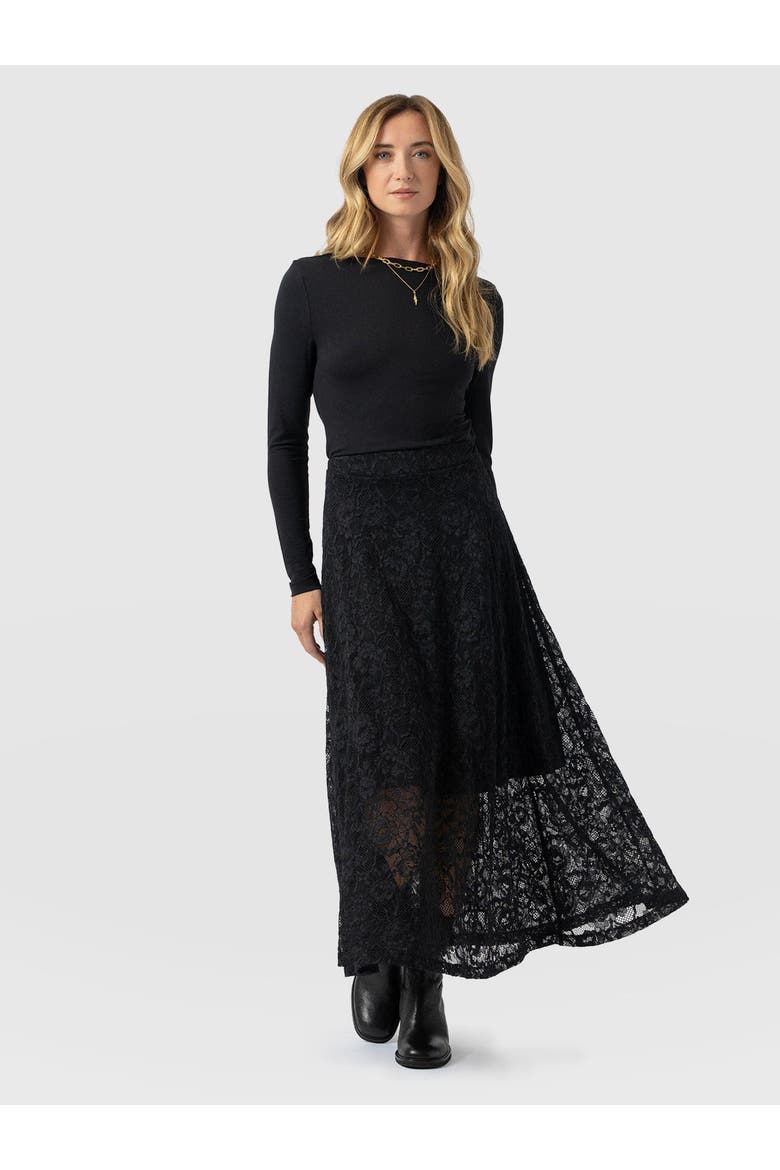 Lana A-Line Skirt, Alternate, color, Black Lace