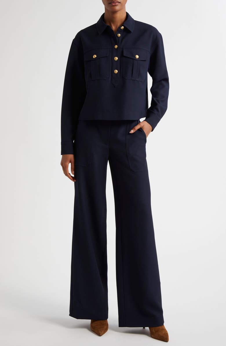 Veronica Beard Cole Wide Leg Pants, Alternate, color, Navy