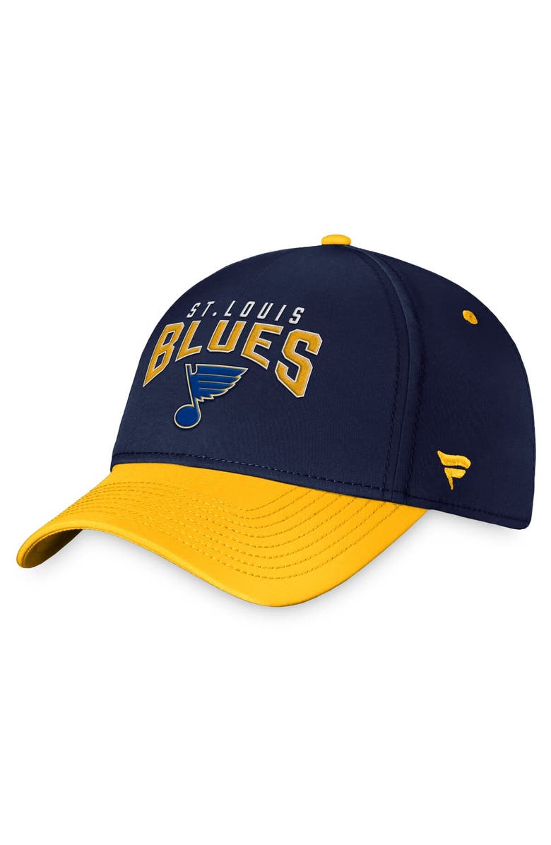 FANATICS Men's Fanatics Branded Navy/Gold St. Louis Blues Fundamental 2-Tone Flex Hat, Main, color, Navy
