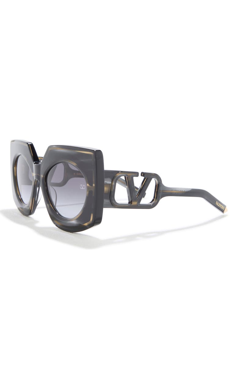 Valentino 53mm Gradient Square Sunglasses, Alternate, color, Black Havana Black Havana Grey