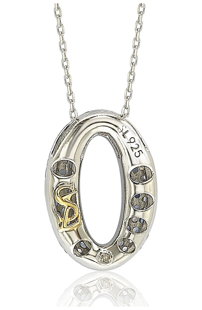 SUZY LEVIAN Sterling Silver Sapphire Diamond Accent Oval Pendant Necklace - 0.02 ctw, Alternate, color, Blue