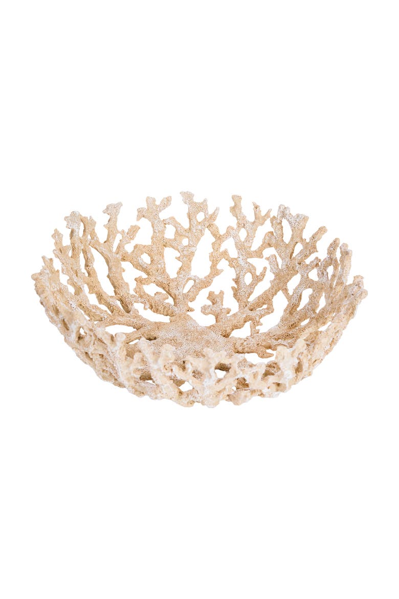 Large Coral Coastal Beach Decorative Bowl, Main, color, Yellow