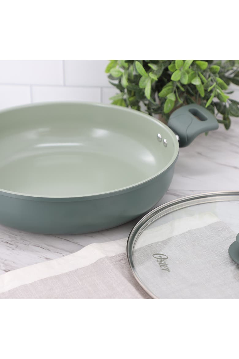 5 Quart Ceramic Nonstick Aluminum Everyday Pan in Green, Alternate, color, Green