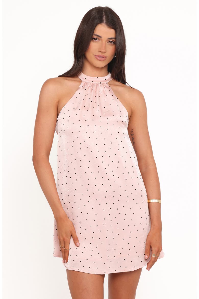 Gabrielle Polka Dot Halter Minidress, Alternate, color, PINK POLKA DOT