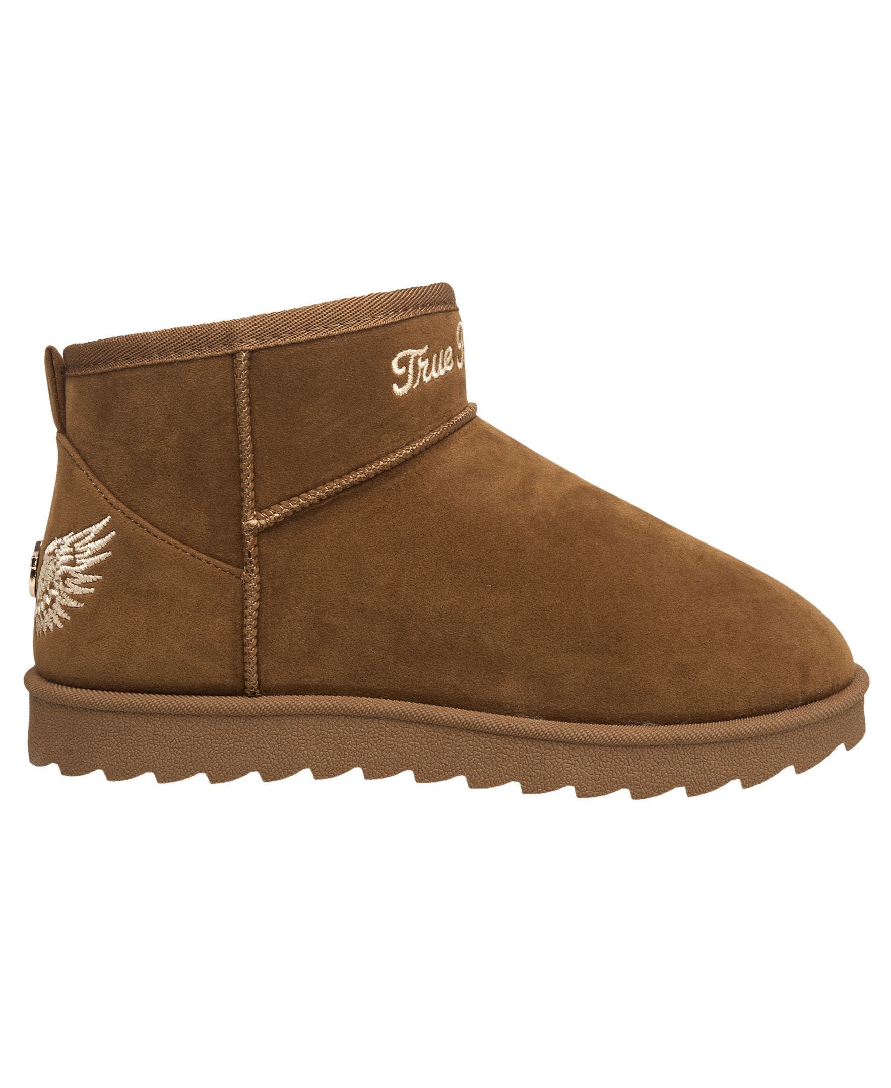 Lana Faux Suede Wings Logo Boot, Alternate, color, Tan