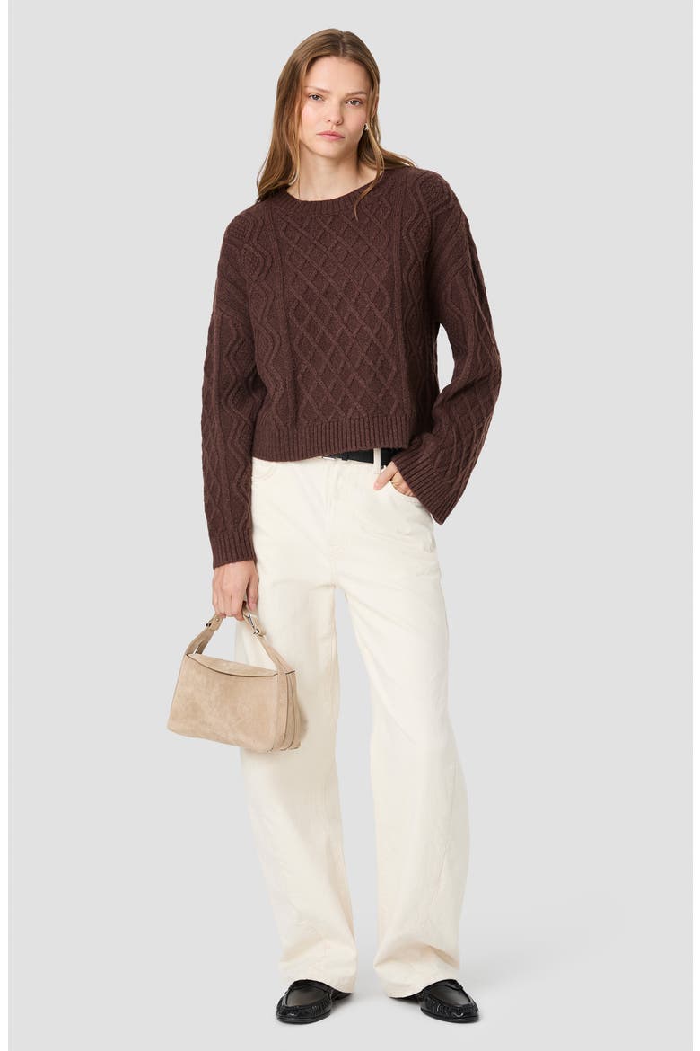 Wesley Cable Stitch Sweater, Alternate, color, COCOA BROWN
