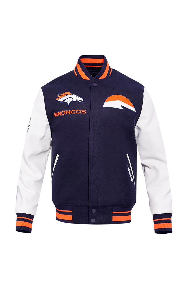 PRO STANDARD Men's Pro Standard  Navy Denver Broncos Classic Wool Varsity Full-Snap Jacket, Alternate, color, 