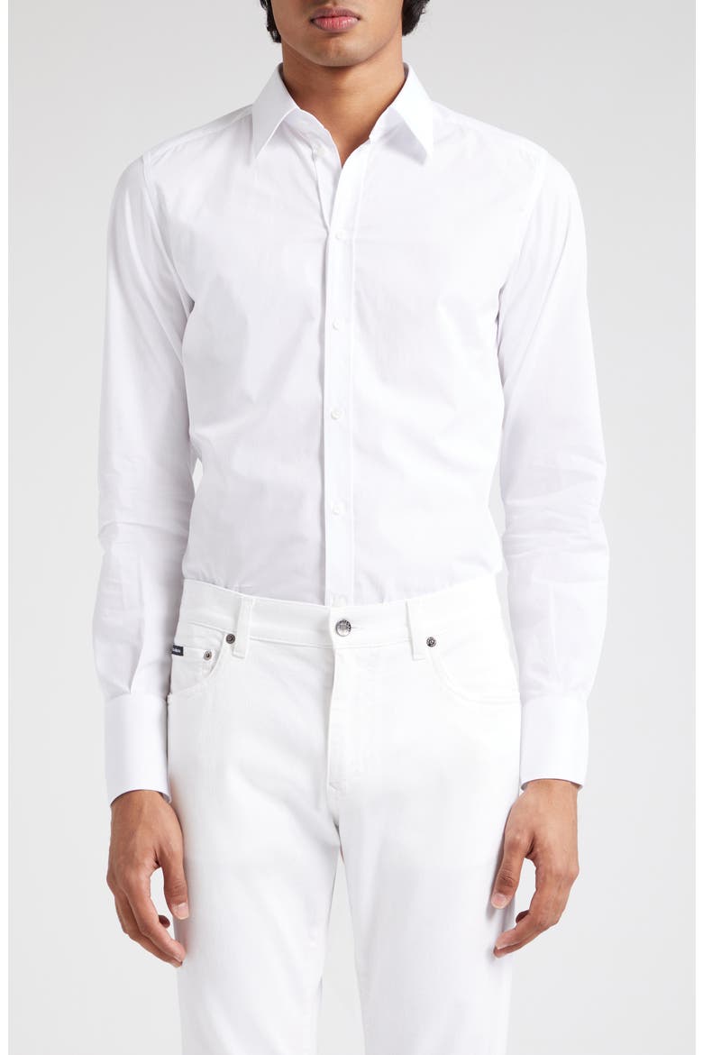 Cotton Poplin Button-Up Shirt, Main, color, WHITE
