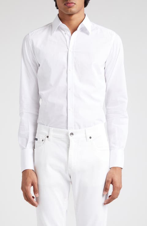 Cotton Poplin Button-Up Shirt