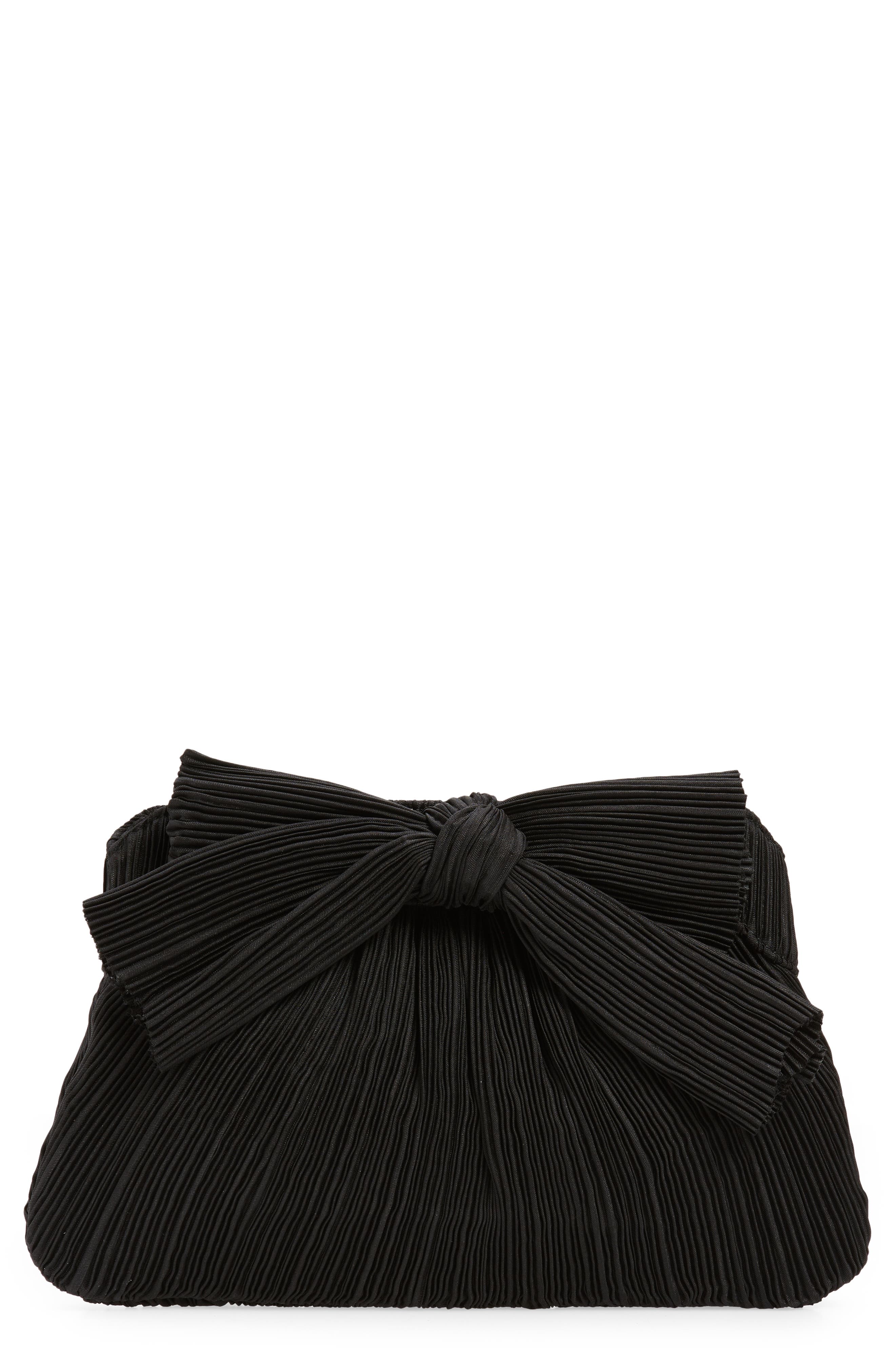 Loeffler Randall Rayne Plissé Clutch, Main, color, Black