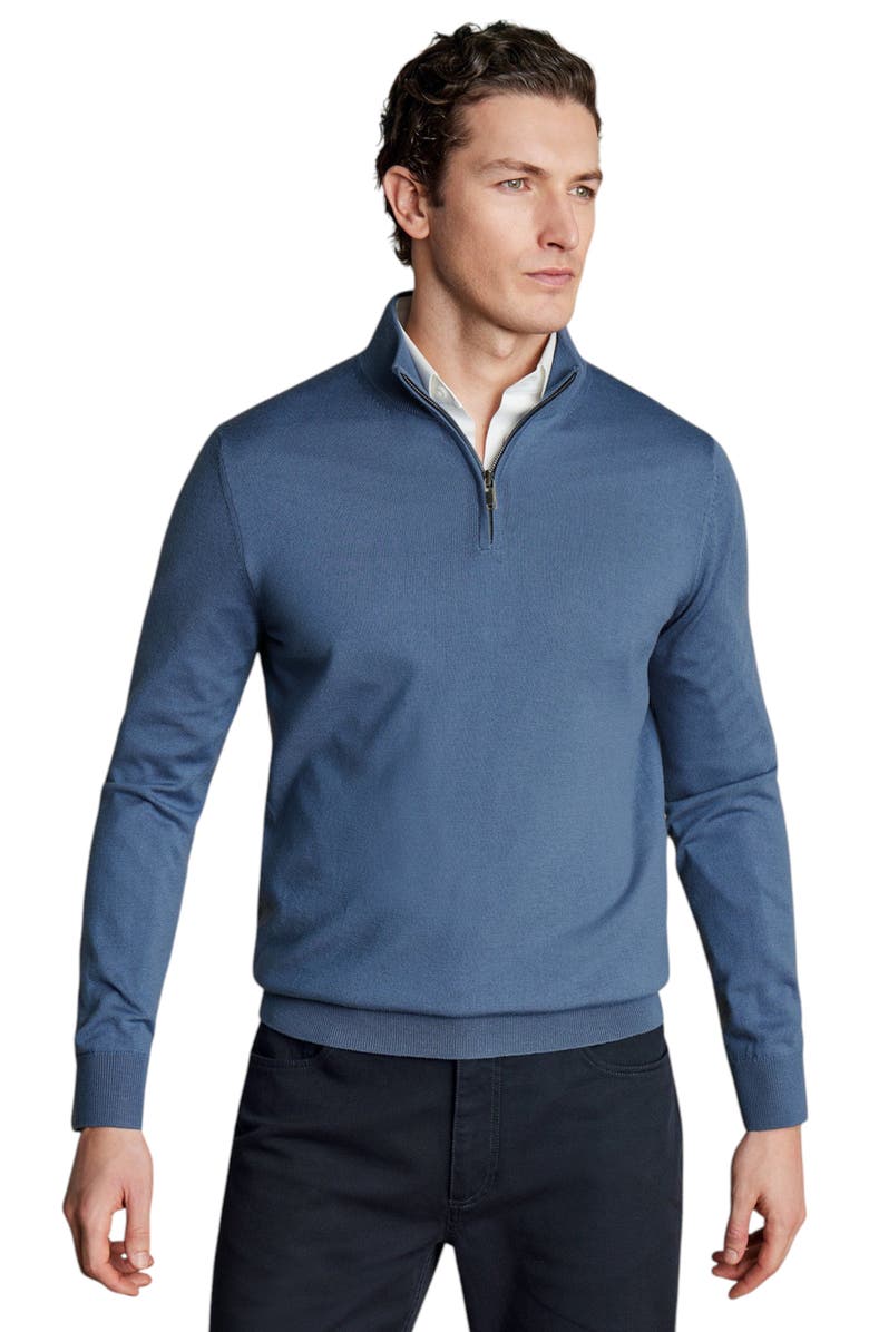 Charles Tyrwhitt Pure Merino Zip Neck Sweater, Main, color,